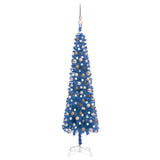 Slim Pre-lit Christmas Tree with Ball Set Blue 150 cm