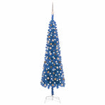 Slim Pre-lit Christmas Tree with Ball Set Blue 240 cm