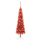 Slim Pre-lit Christmas Tree with Ball Set Red 120 cm