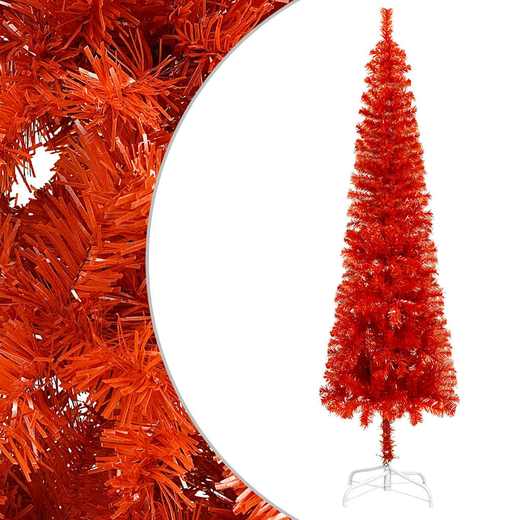 Slim Pre-lit Christmas Tree with Ball Set Red 120 cm