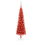 Slim Pre-lit Christmas Tree with Ball Set Red 240 cm
