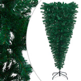 Upside-down Artificial Pre-lit Christmas Tree with Ball Set 210 cm - Front View