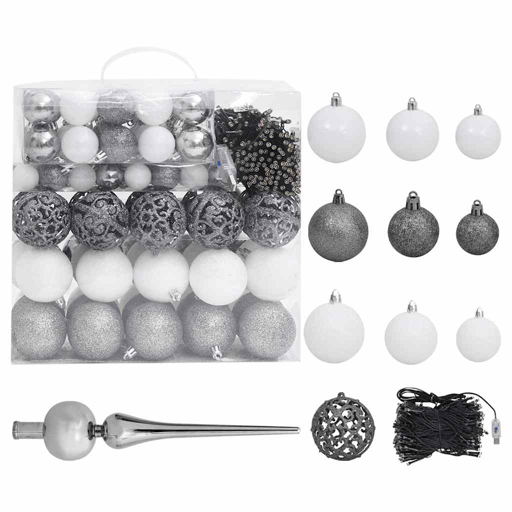 Upside-down Artificial Pre-lit Christmas Tree with Ball Set 210 cm