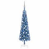 Slim Pre-lit Christmas Tree with Ball Set Blue 150 cm
