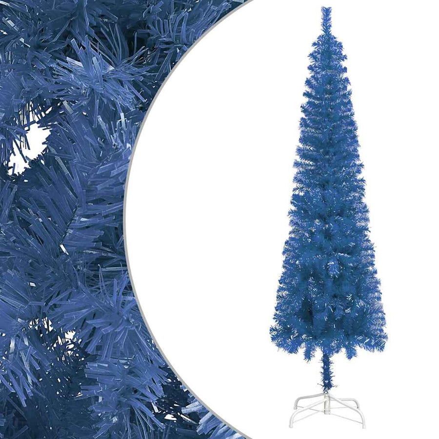 Slim Pre-lit Christmas Tree with Ball Set Blue 240 cm