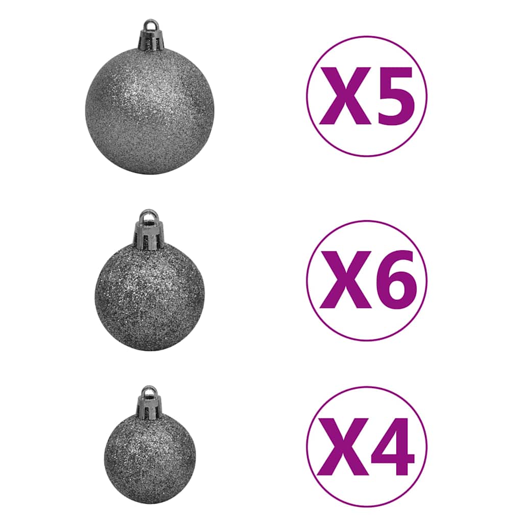 Slim Pre-lit Christmas Tree with Ball Set Red 120 cm