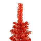 Slim Pre-lit Christmas Tree with Ball Set Red 180 cm
