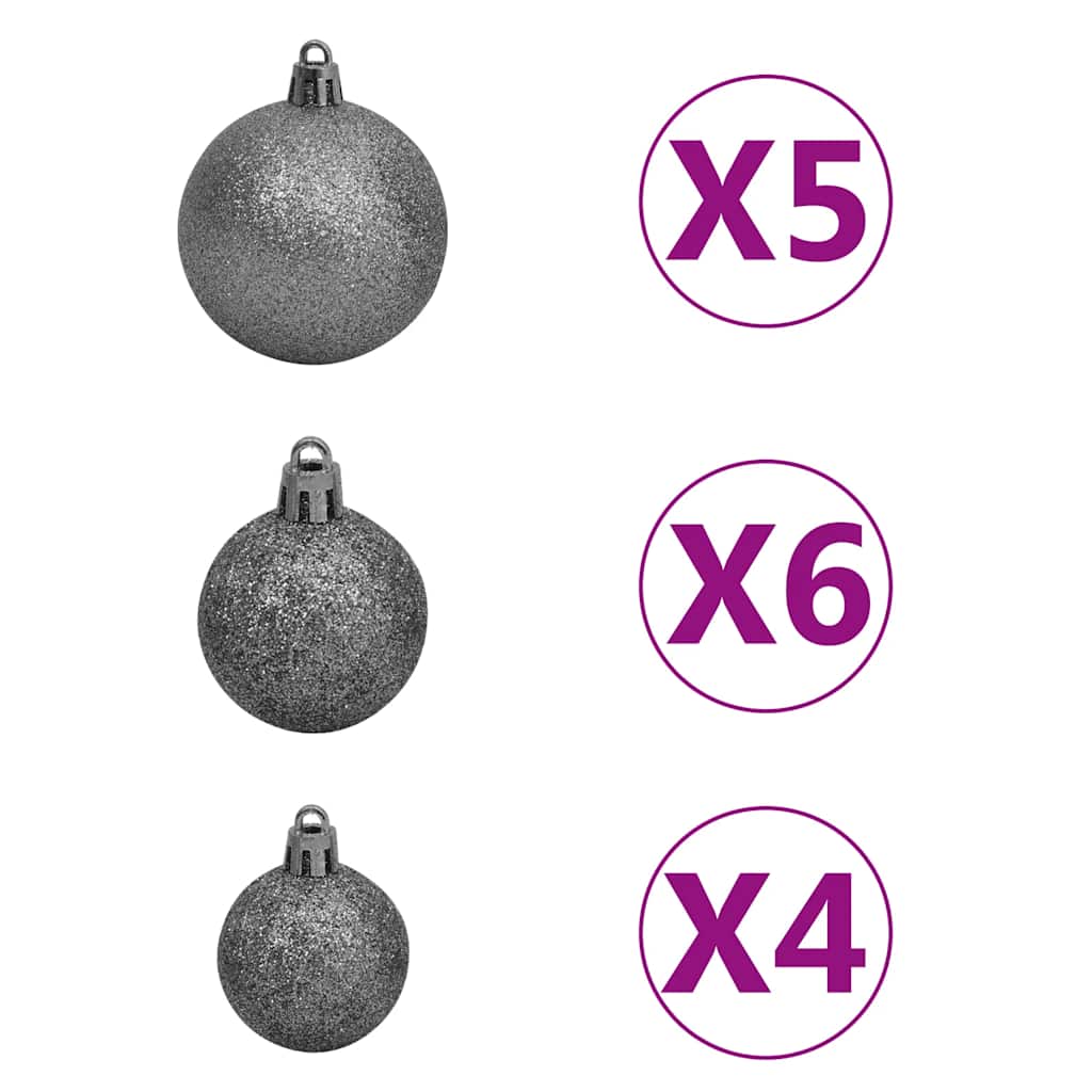 Slim Pre-lit Christmas Tree with Ball Set Red 240 cm