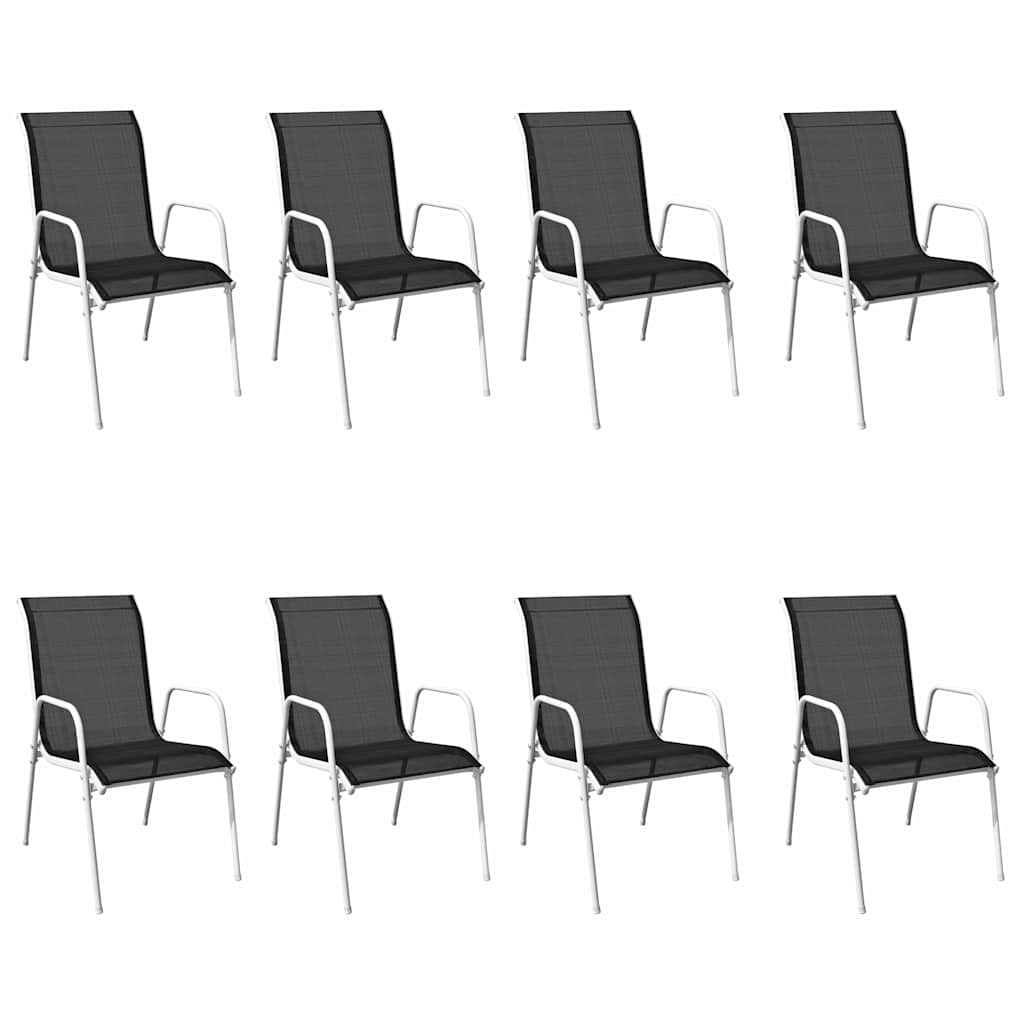 9 Piece Outdoor Dining Set Steel Black
