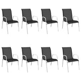 9 Piece Outdoor Dining Set Steel Black - Side View