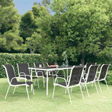 9 Piece Outdoor Dining Set Steel Black