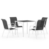 5 Piece Outdoor Dining Set Steel Black