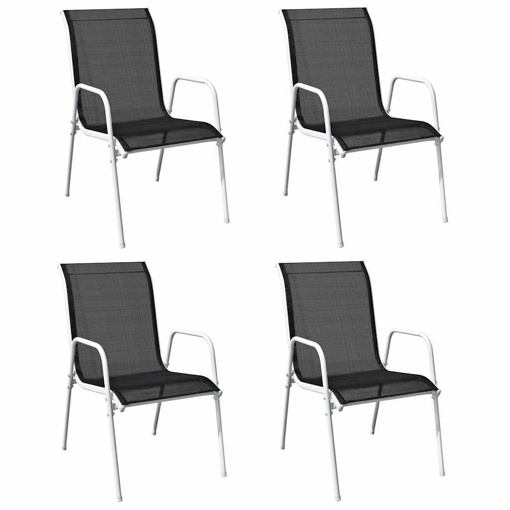 5 Piece Outdoor Dining Set Steel Black