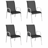 5 Piece Outdoor Dining Set Steel Black - Side View