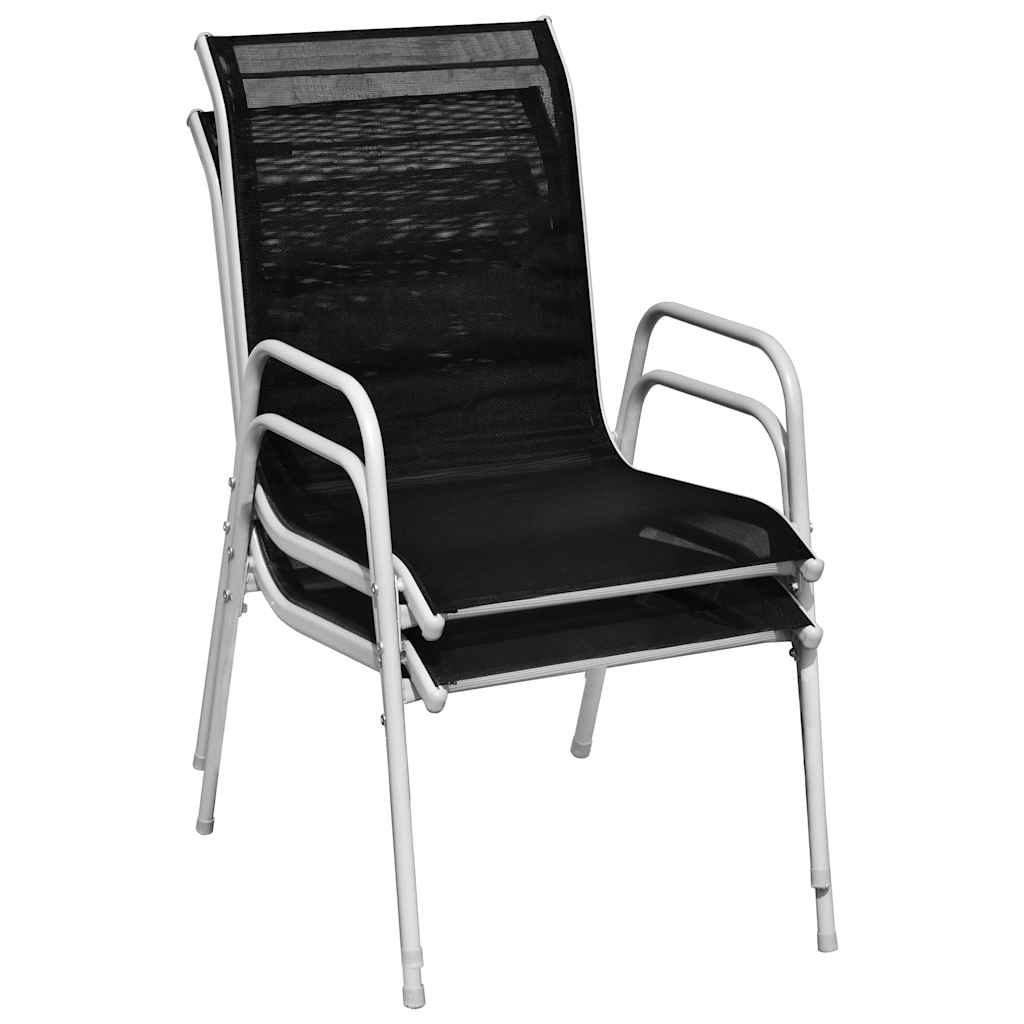 5 Piece Outdoor Dining Set Steel Black
