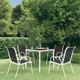 5 Piece Outdoor Dining Set Steel Black