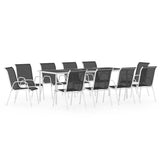 11 Piece Outdoor Dining Set Steel Black