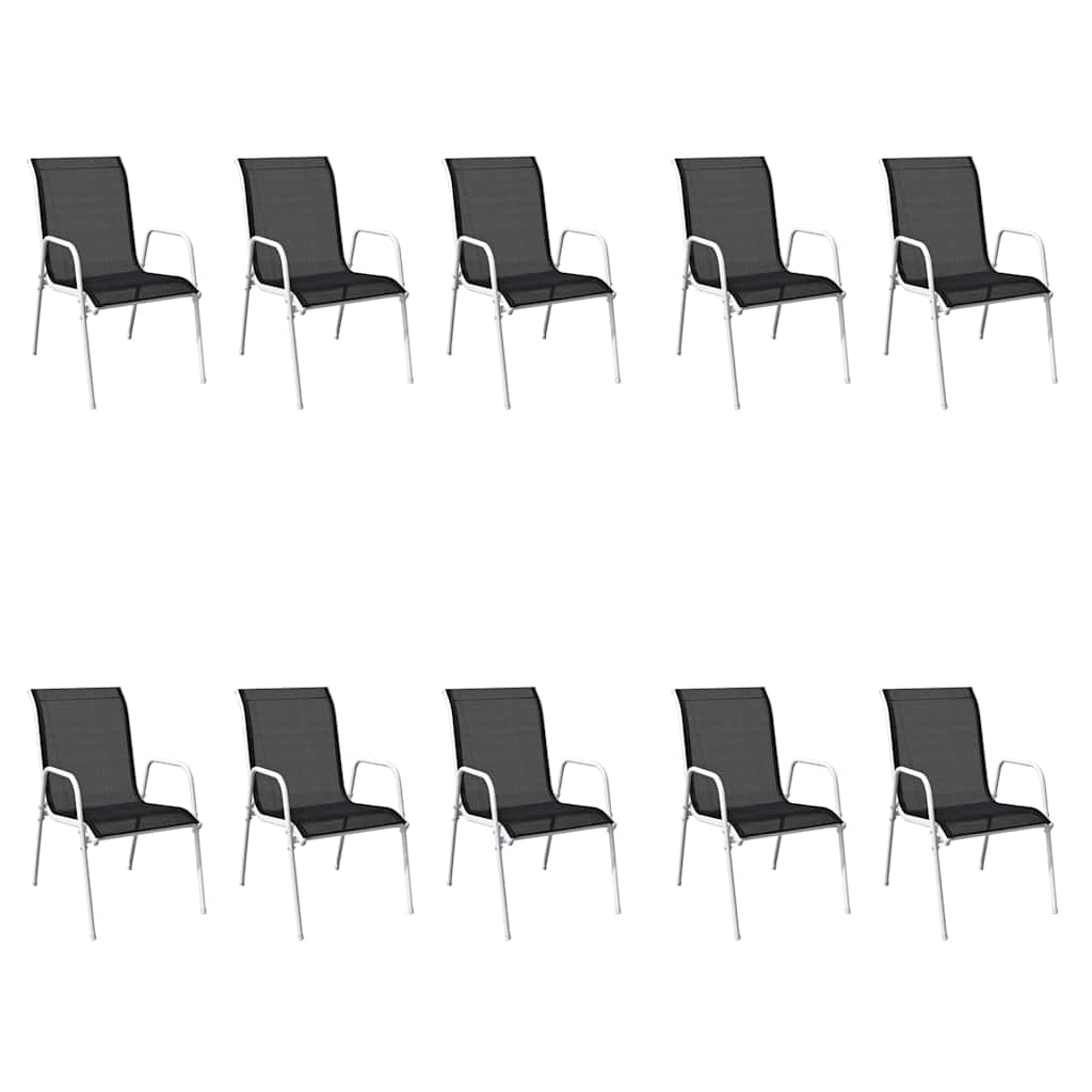 11 Piece Outdoor Dining Set Steel Black