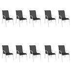 11 Piece Outdoor Dining Set Steel Black