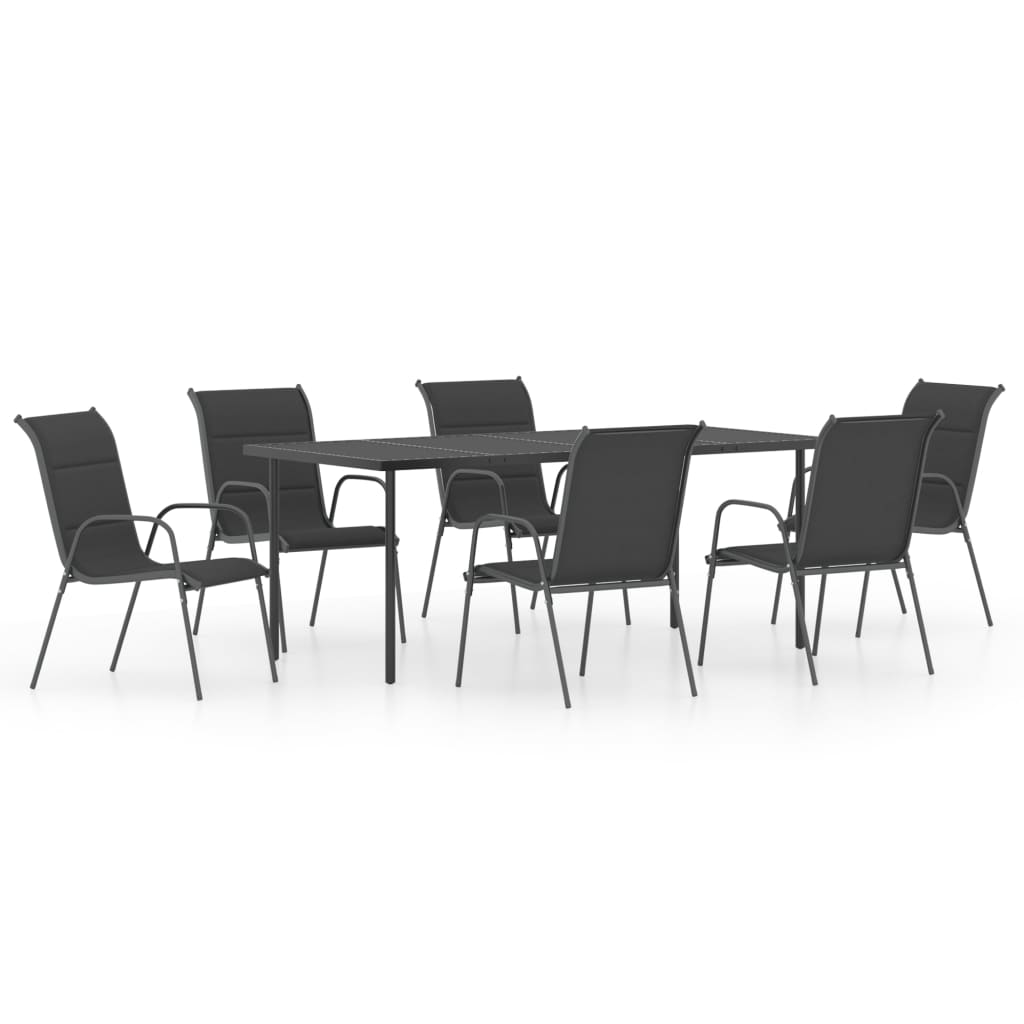 7 Piece Outdoor Dining Set Steel Anthracite