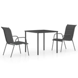3 Piece Outdoor Dining Set Steel Anthracite