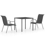 3 Piece Outdoor Dining Set Steel Anthracite