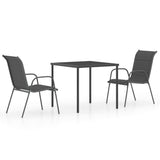 3 Piece Outdoor Dining Set Steel Anthracite - Front View