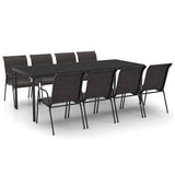 9 Piece Outdoor Dining Set Steel - Front View