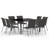 9 Piece Outdoor Dining Set Steel - Front View
