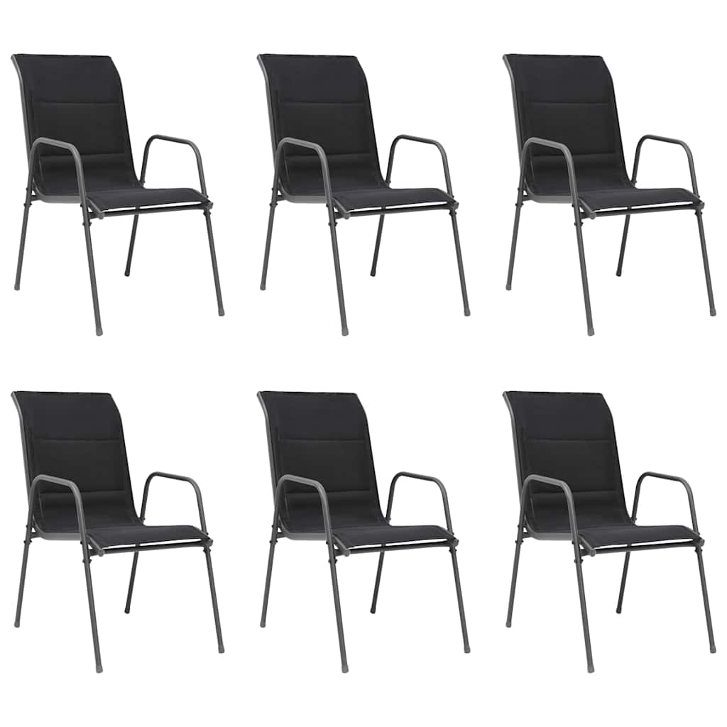 7 Piece Outdoor Dining Set Steel Black