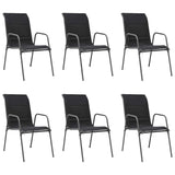 7 Piece Outdoor Dining Set Steel Black