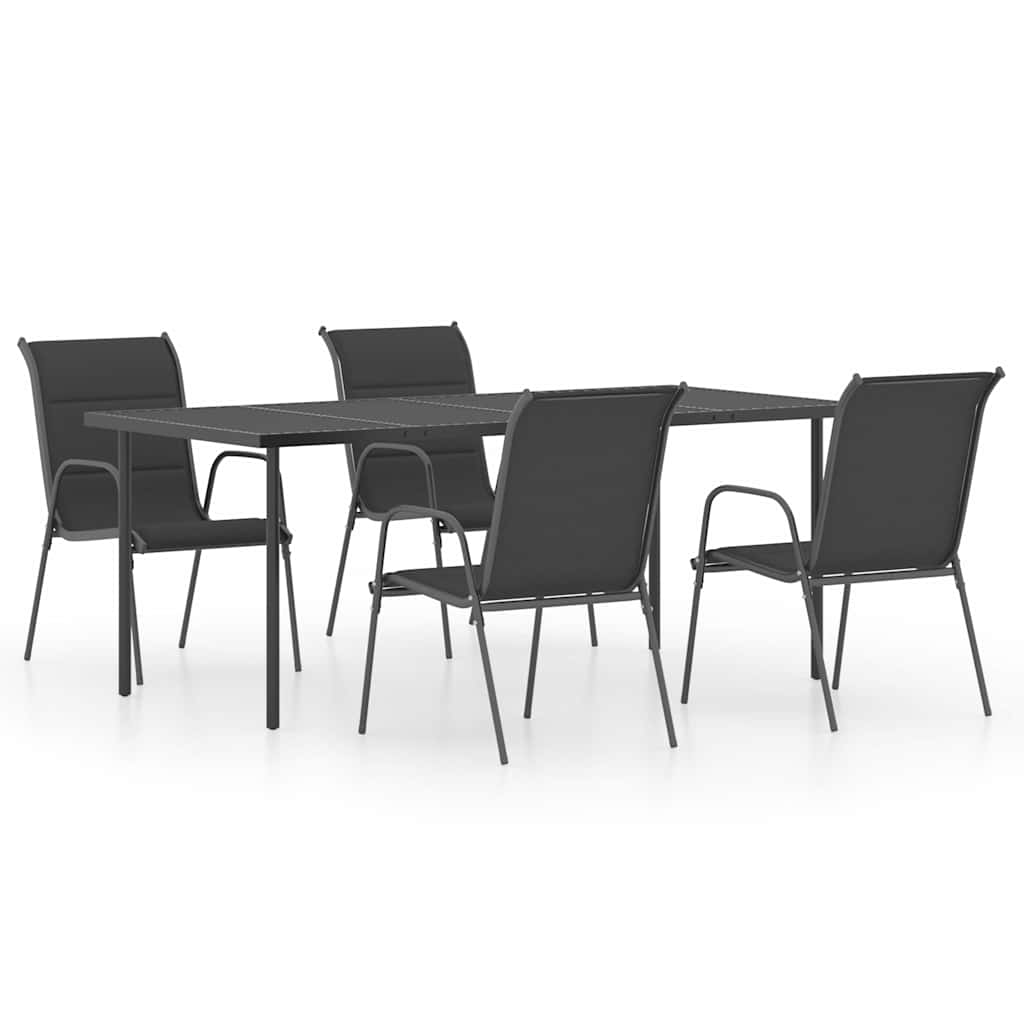 5 Piece Outdoor Dining Set Steel Black