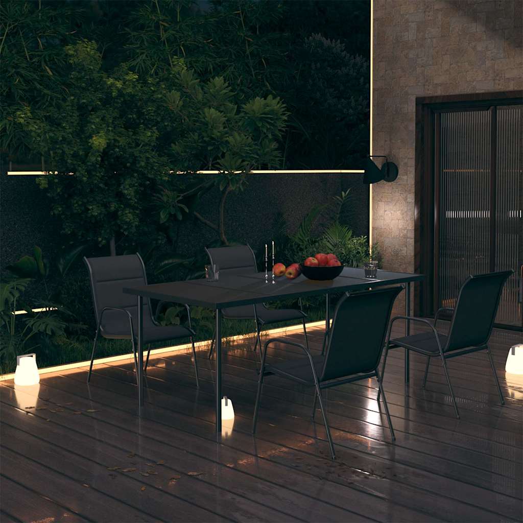5 Piece Outdoor Dining Set Steel Black