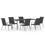 7 Piece Outdoor Dining Set Steel Black