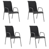 5 Piece Outdoor Dining Set Steel Black