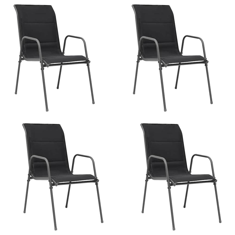 5 Piece Outdoor Dining Set Steel Black