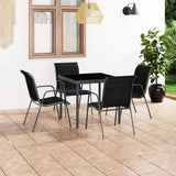 5 Piece Outdoor Dining Set Steel Black