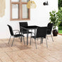 5 Piece Outdoor Dining Set Steel Black
