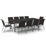 11 Piece Outdoor Dining Set Steel - Front View