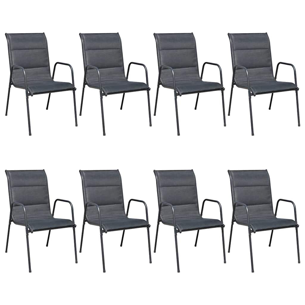 9 Piece Outdoor Dining Set Steel Black
