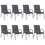 9 Piece Outdoor Dining Set Steel Black