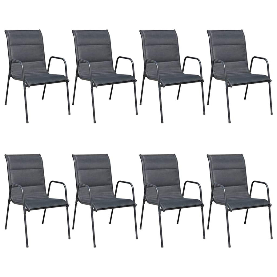 9 Piece Outdoor Dining Set Steel Black