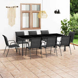 9 Piece Outdoor Dining Set Steel Black