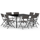 9 Piece Outdoor Dining Set Steel - Front View