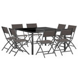 9 Piece Outdoor Dining Set Steel - Side View