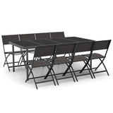 9 Piece Outdoor Dining Set Steel - Front View