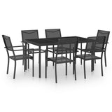 7 Piece Outdoor Dining Set Steel - Front View