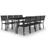 9 Piece Outdoor Dining Set Steel - Front View