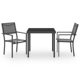 3 Piece Outdoor Dining Set Steel - Front View