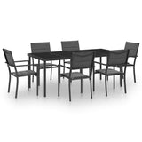 7 Piece Outdoor Dining Set Steel - Front View